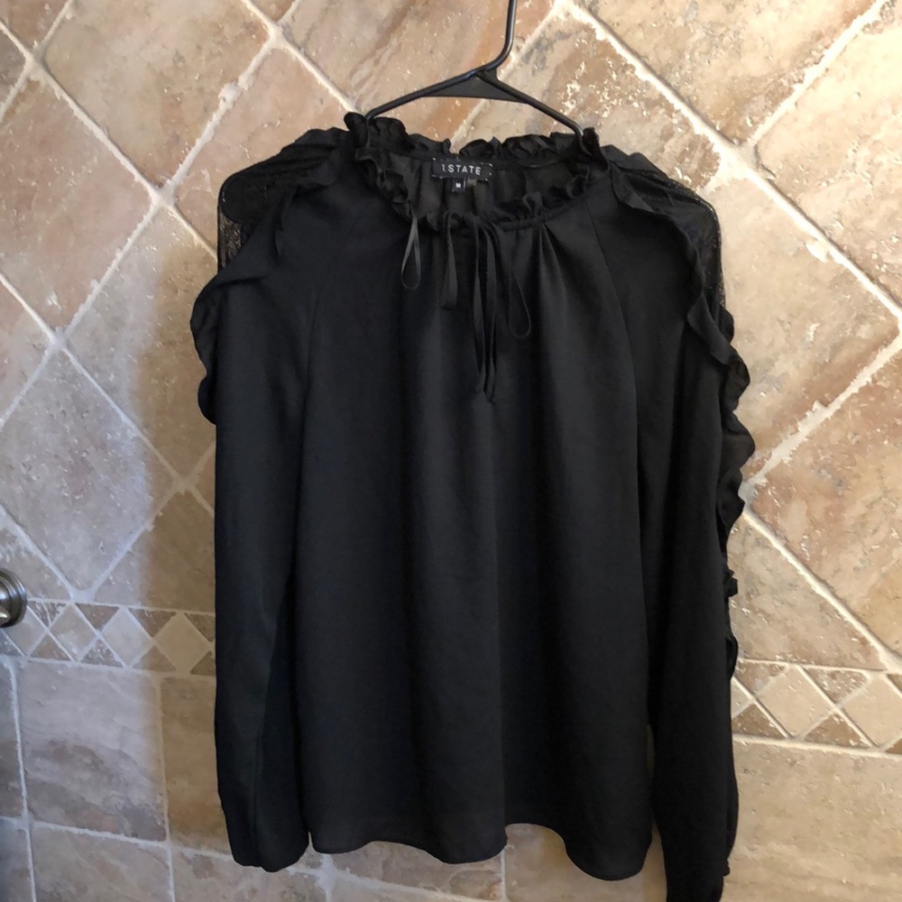 1.STATE Black Ruffled Women's Top - size M